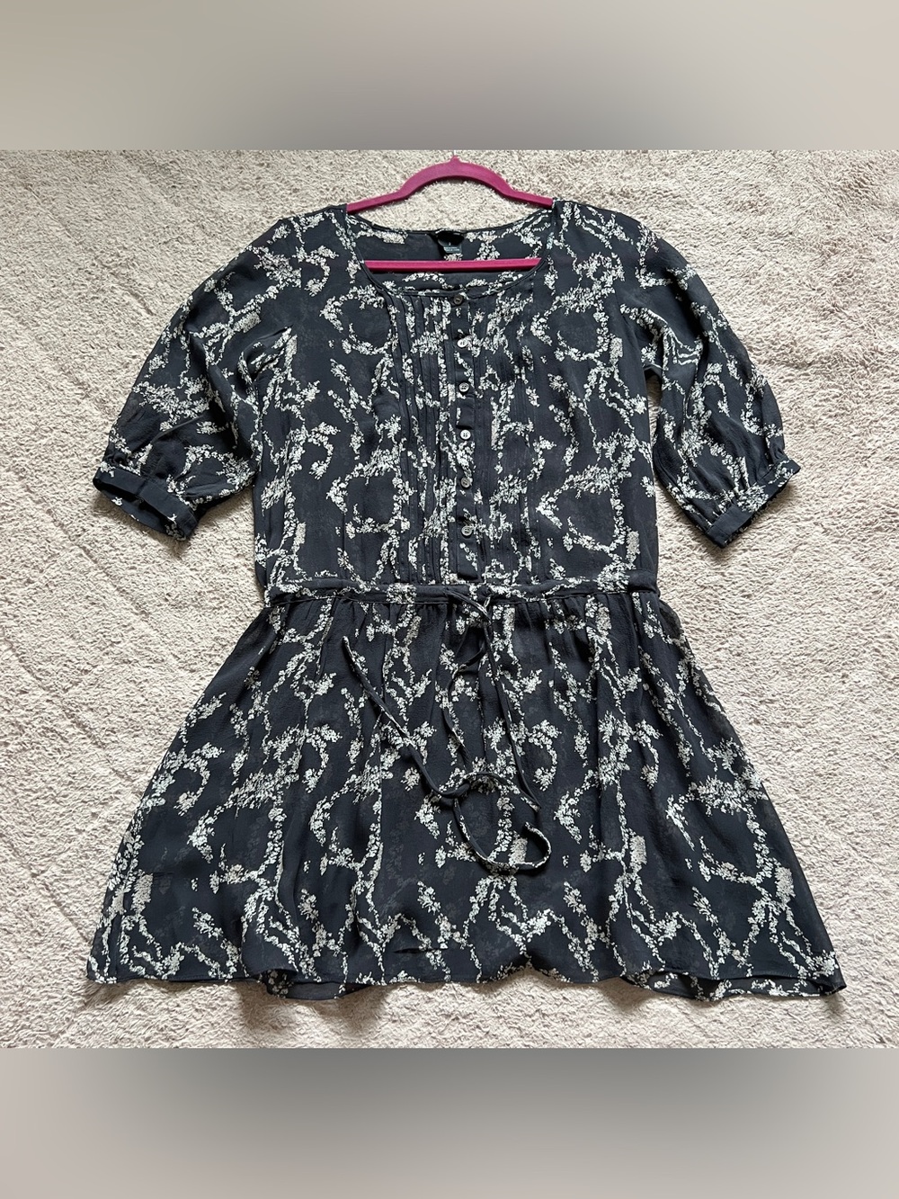 Club Monaco Silk Floral Tunic Blouse Boho Cottage Whimsical Peasant Chic Sz 2